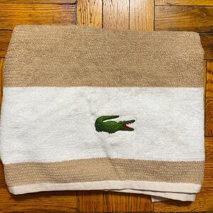NWT Lacoste sand and white bath towel